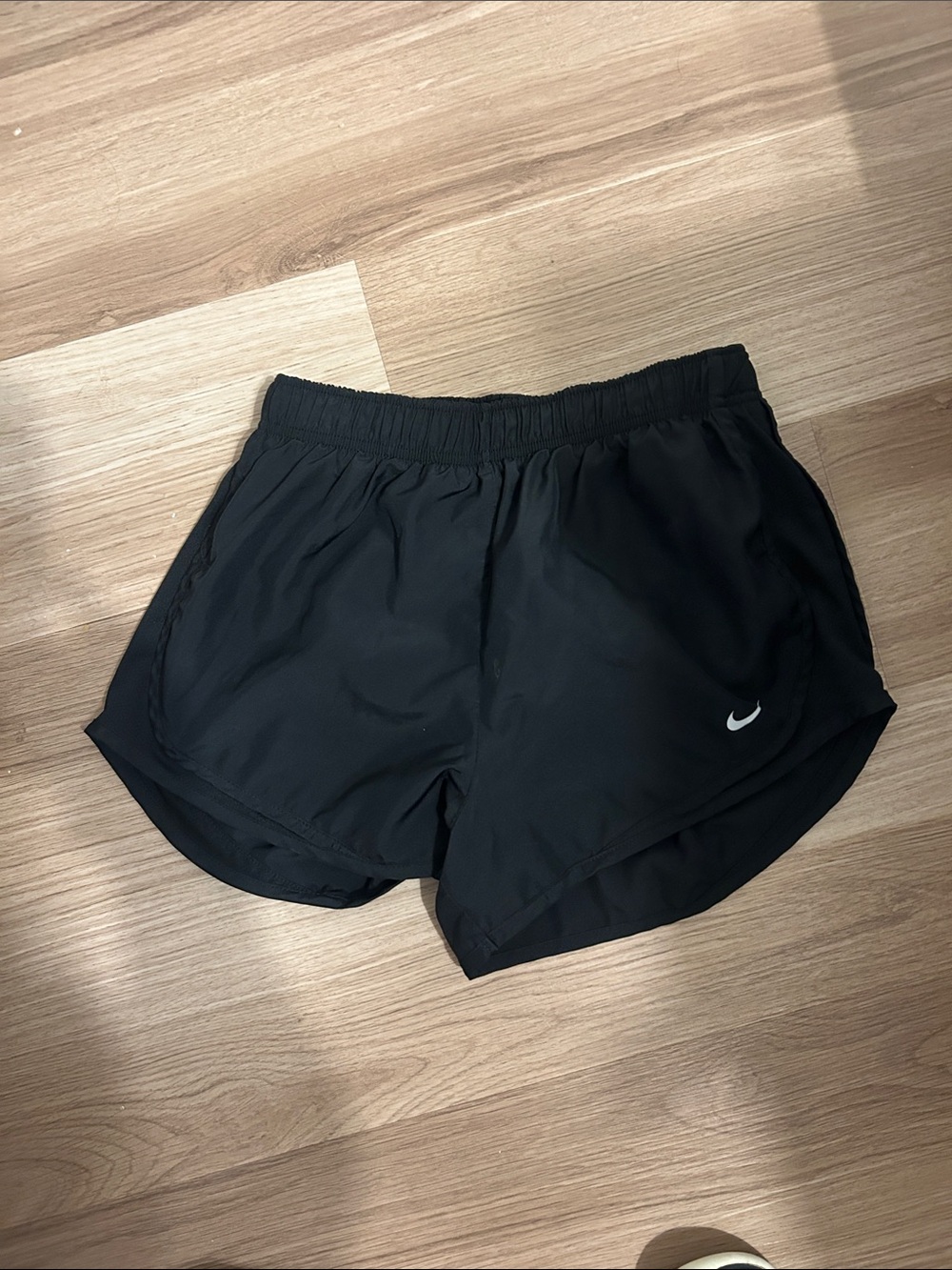 Nike Women's Athletic Shorts Black with White Swoosh Medium